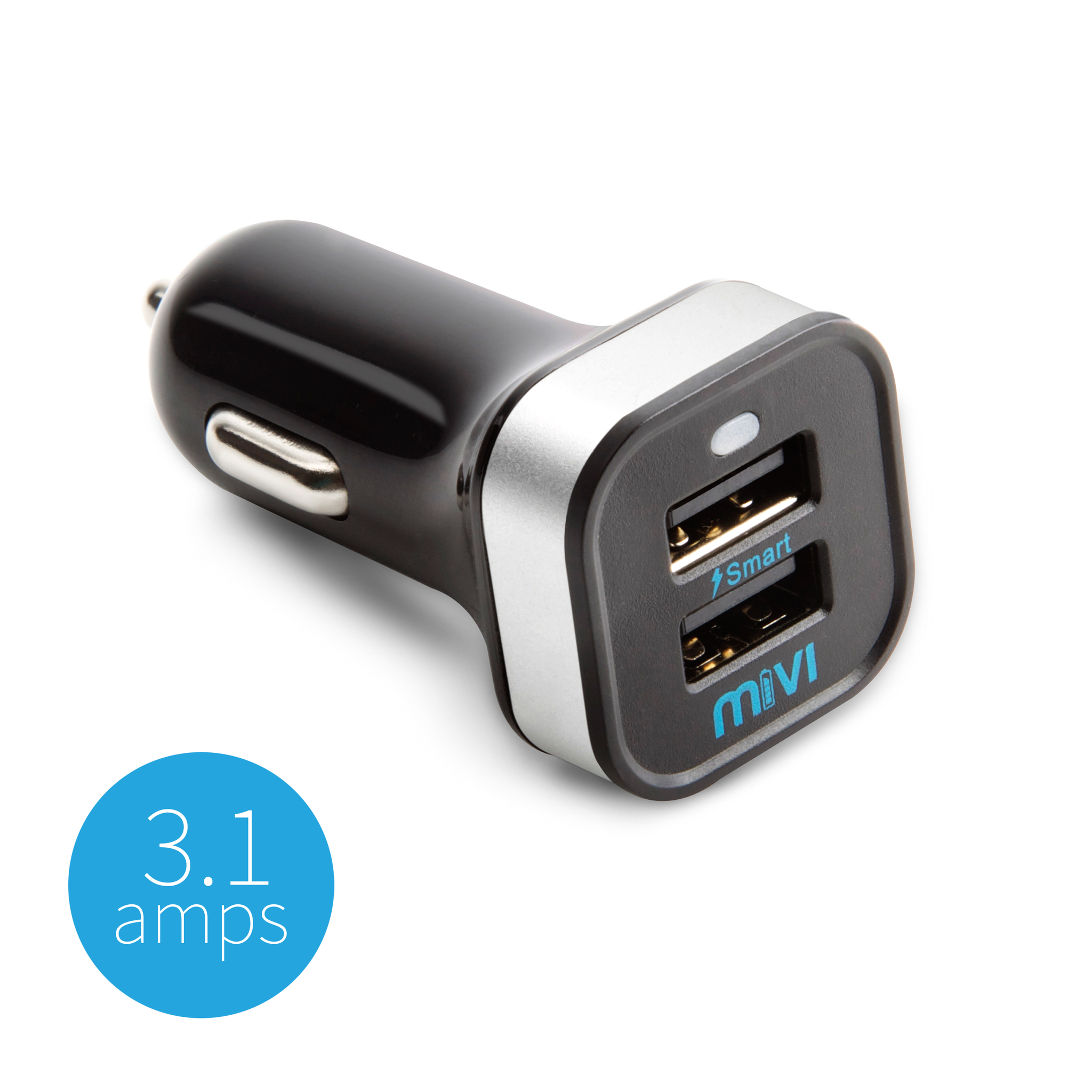 Mivi Smart Charge 3.1A Dual Port Car Charger Universal Compatibility with iPhone, Samsung and all mobile devices
