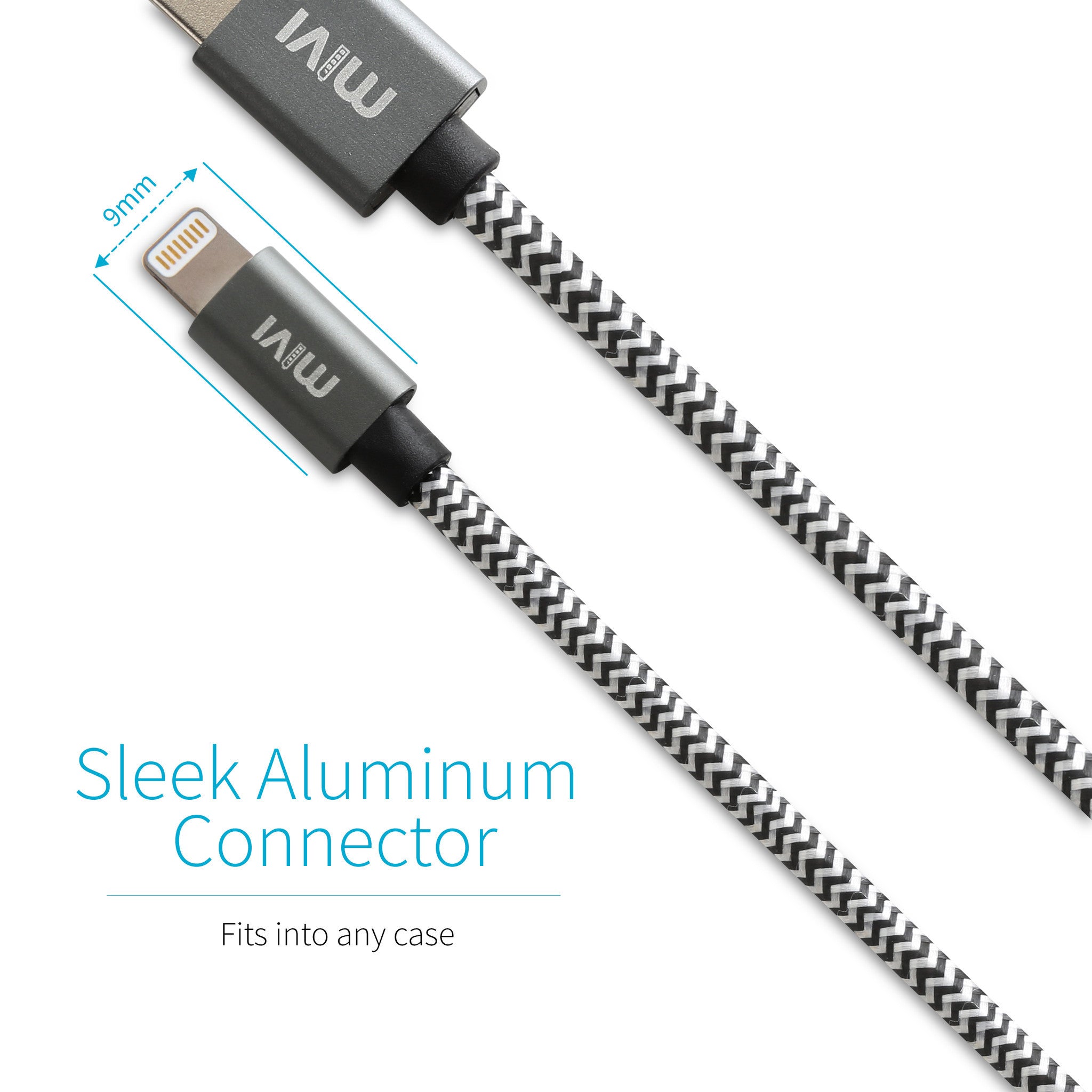 Apple MFi Certified 6ft long Nylon Braided Original MIVI Tough Lightning Cable for iPhone, iPad, or iPod